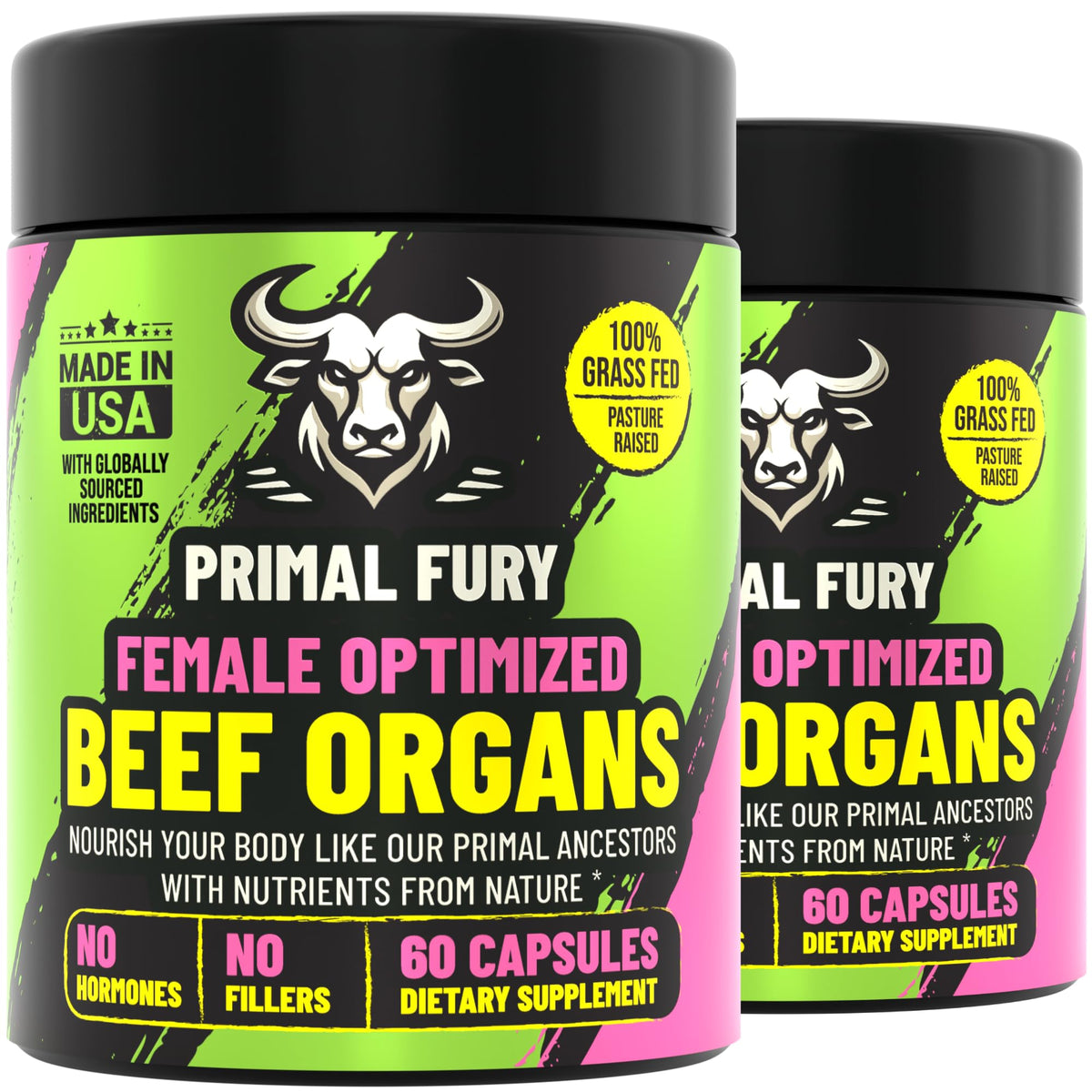 PRIMAL FURY Complément Alimentaire de Foie de Bœuf 120 Capsules vue de face
