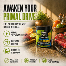 PRIMAL FURY Complément Alimentaire Organes de Bœuf sur fond blanc