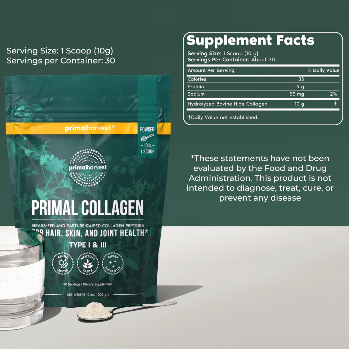 Primal Harvest Collagen Poudre 690g avec cuillère de mesure