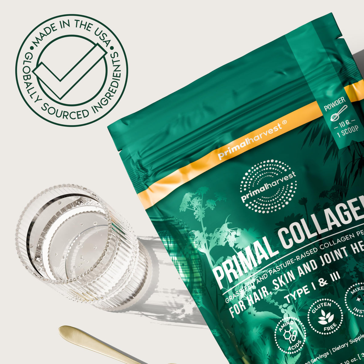 Primal Harvest Collagène Poudre 331g avec ingrédients listés