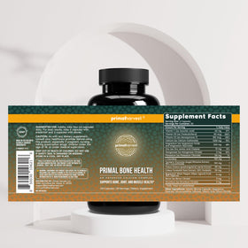 Primal Harvest Complément Alimentaire Calcium Carbonate flacon côté avec dimensions
