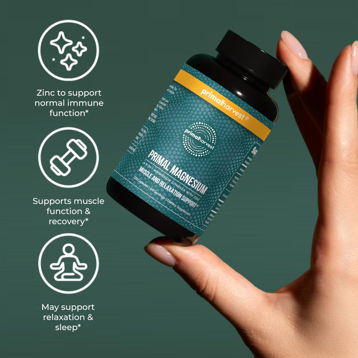 Primal Harvest Complément Alimentaire Magnésium 135mg vue arrière