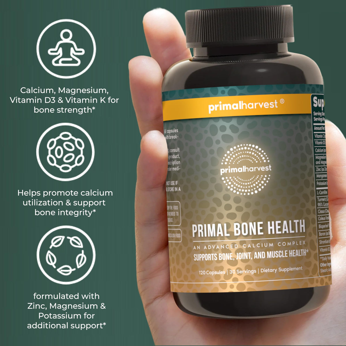 Primal Harvest Complément Alimentaire Santé Osseuse capsules sur une table
