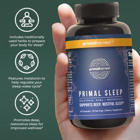 Primal Harvest Complément Sommeil 30 Capsules avec verre d'eau