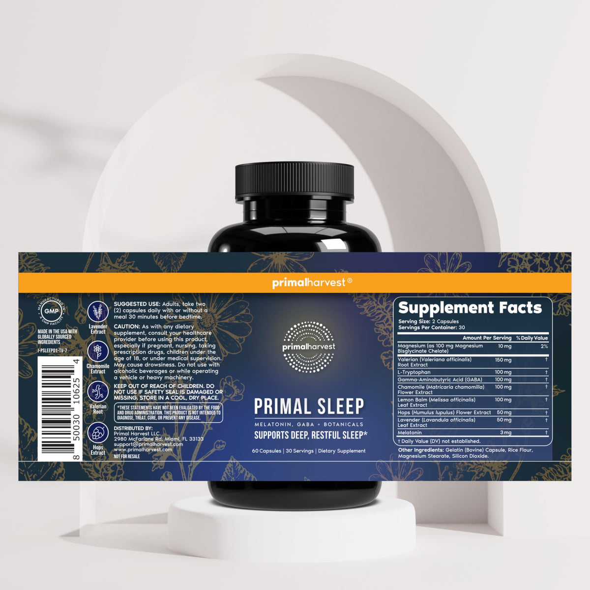 Primal Harvest Complément Sommeil 30 Capsules en situation de nuit