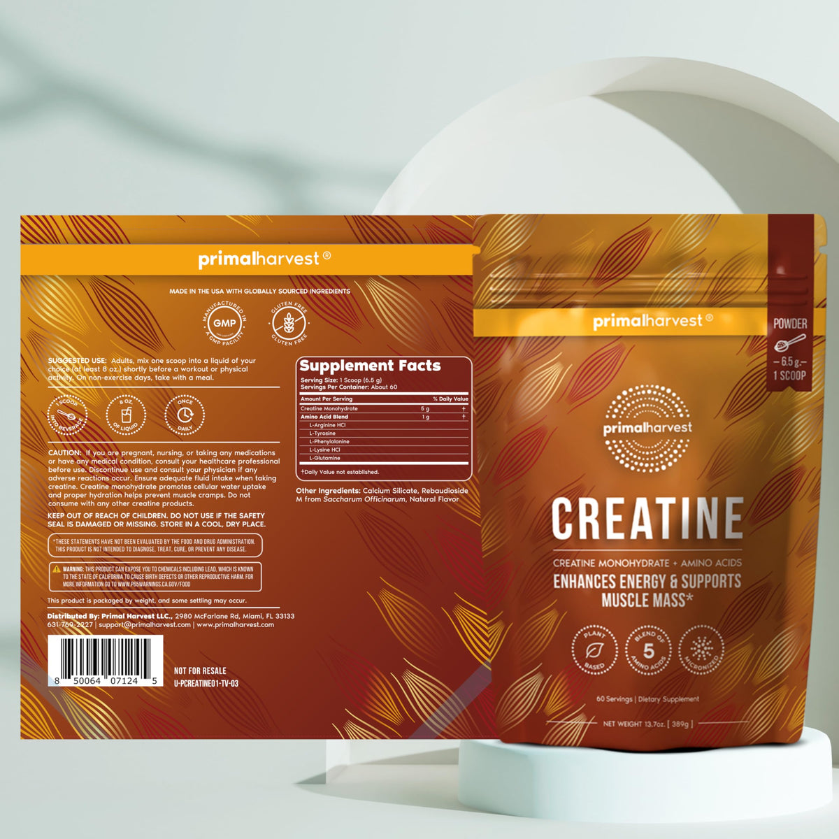 Primal Harvest Créatine Poudre 422g sur un plan de travail