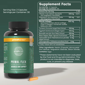 Primal Harvest Flex capsules sur une surface blanche