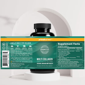 Primal Harvest Multi Collagen étiquette près de la bouteille
