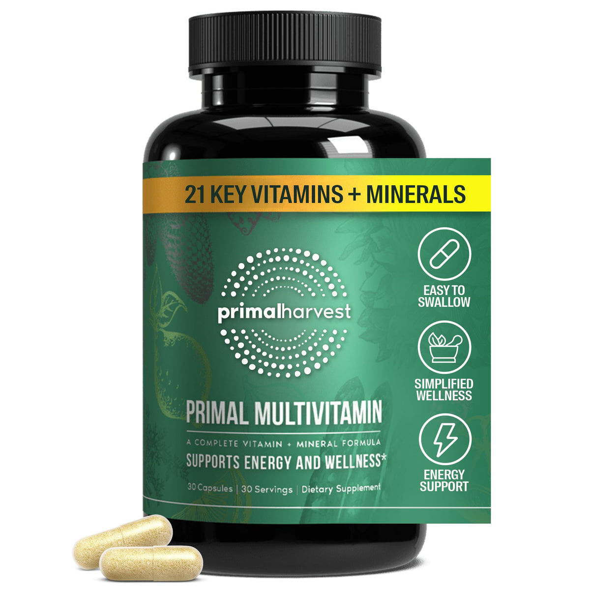 Primal Harvest Multivitamin 21 vitamines et minéraux, vue avant