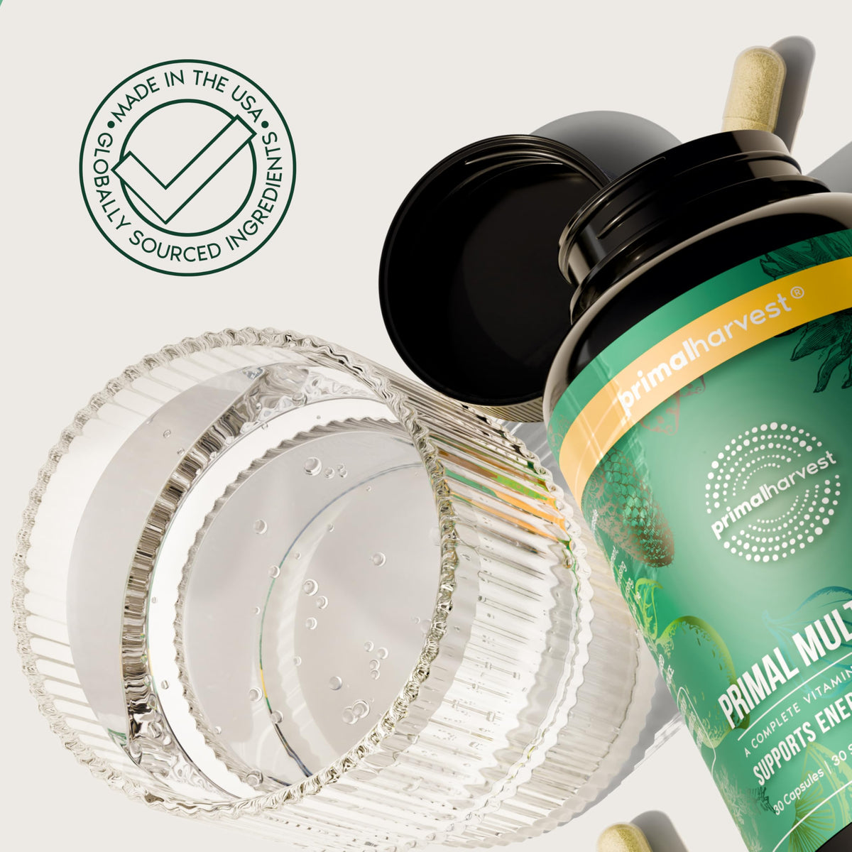Primal Harvest Multivitamin vue arrière de la bouteille
