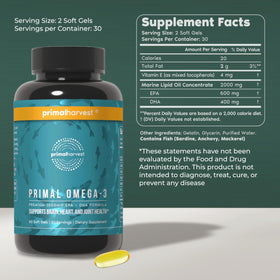 Primal Harvest Omega-3 gélule en gros plan