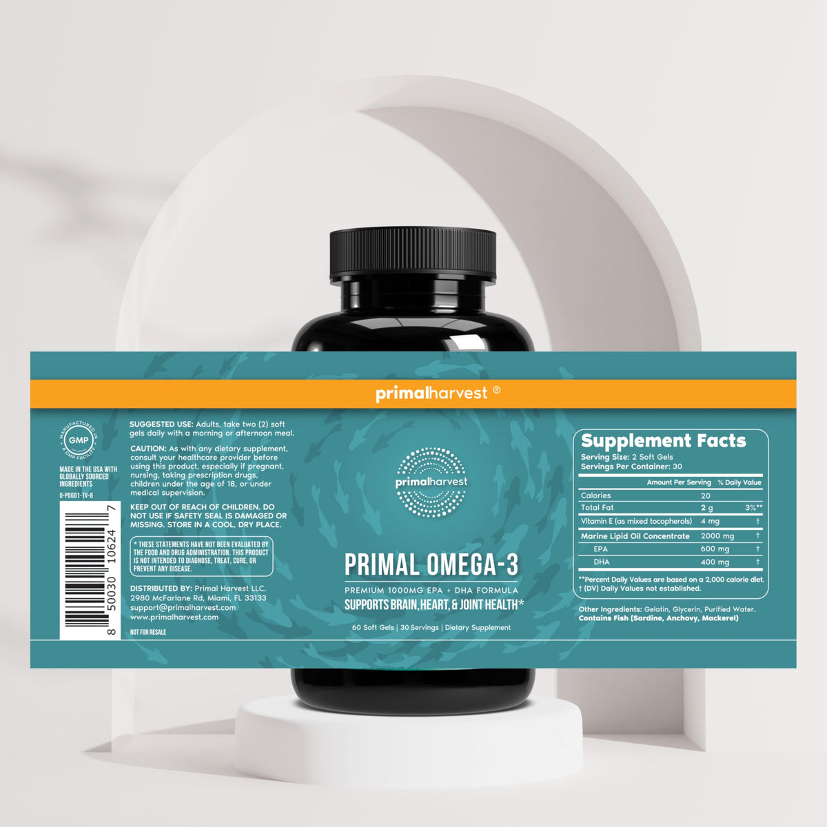 Primal Harvest Omega-3 présentation de l'emballage