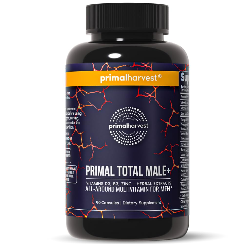 Primal Harvest Total Male+ complément alimentaire quotidien pour hommes, flacon avant