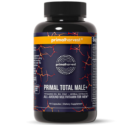 Primal Harvest Total Male+ complément alimentaire quotidien pour hommes, flacon avant