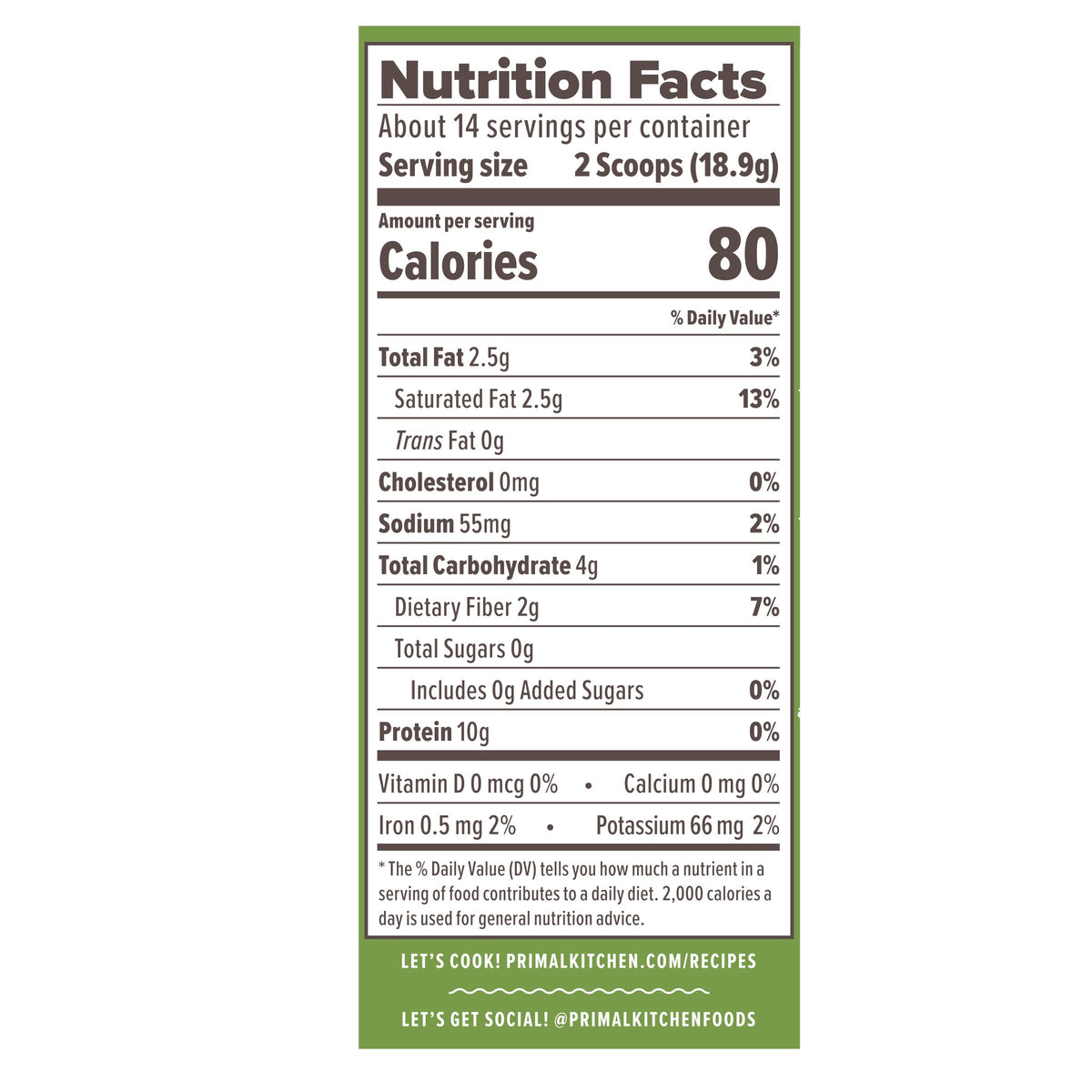 Primal Kitchen Matcha Collagen Keto Latte 340g poudre dans un verre