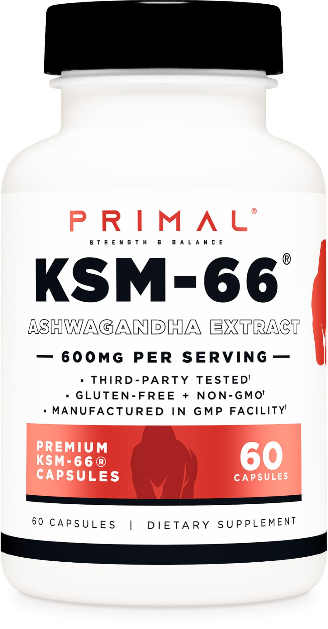 Primal KSM-66 Ashwagandha 600mg capsules packaging front view