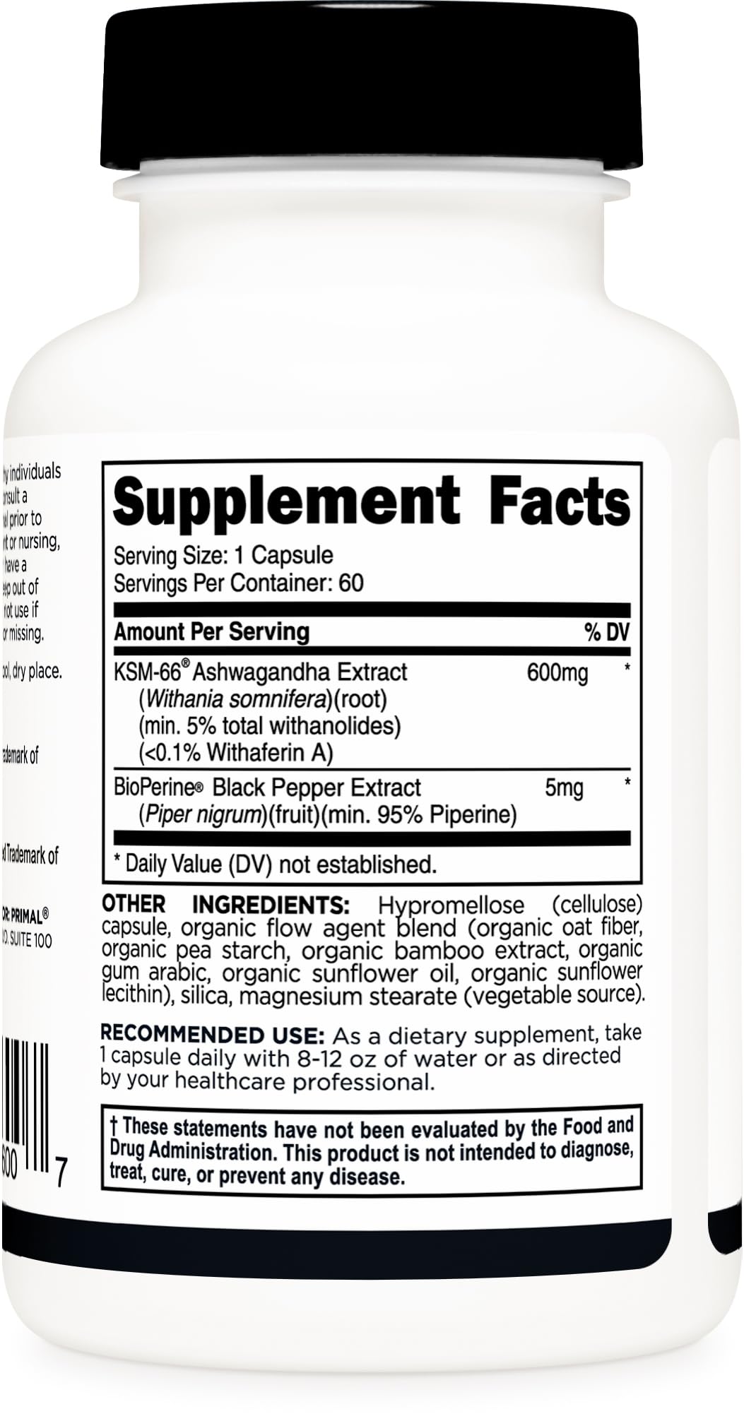 Primal KSM-66 Ashwagandha capsules with a measuring spoon