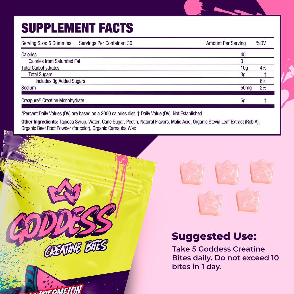 Primal Queen Gummies Créatine 5g gummies sur un fond coloré