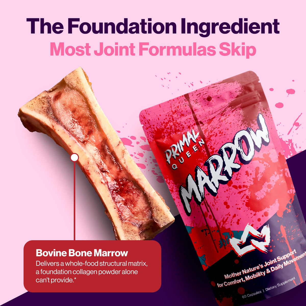 Primal Queen Marrow 50g gélules dans une main