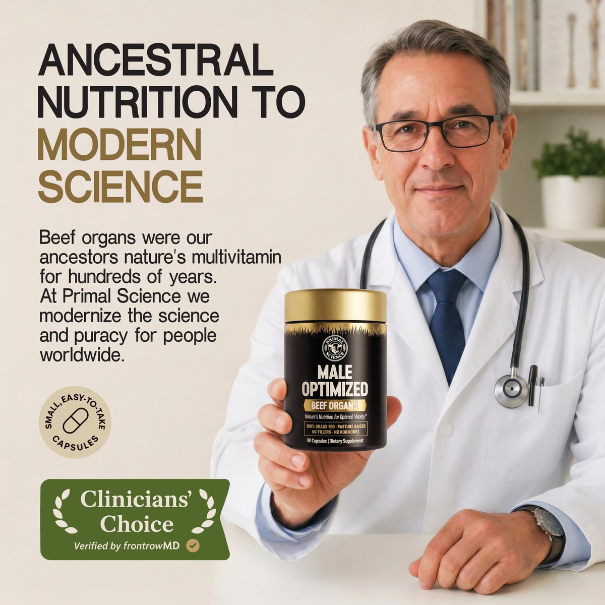 Primal Science Complément Alimentaire 90 Capsules avec une cuillère à mesurer