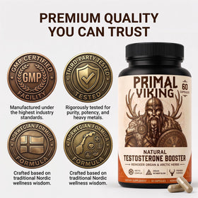 Primal Viking support, capsules de bien-être avec un verre d'eau