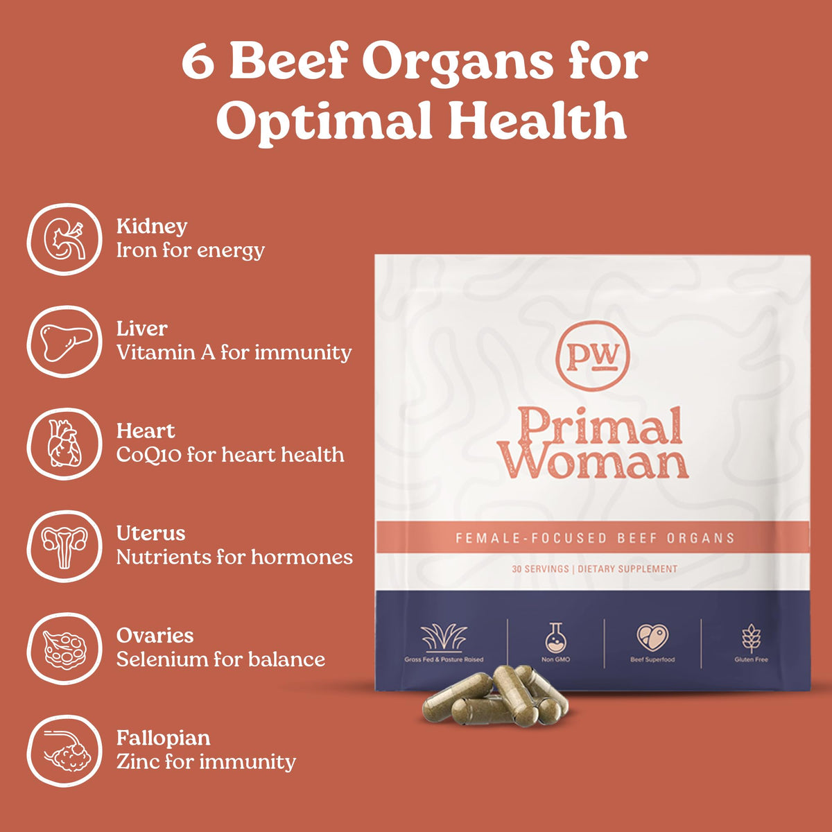 Primal Woman Foie de Bœuf 60 Capsules - étiquette