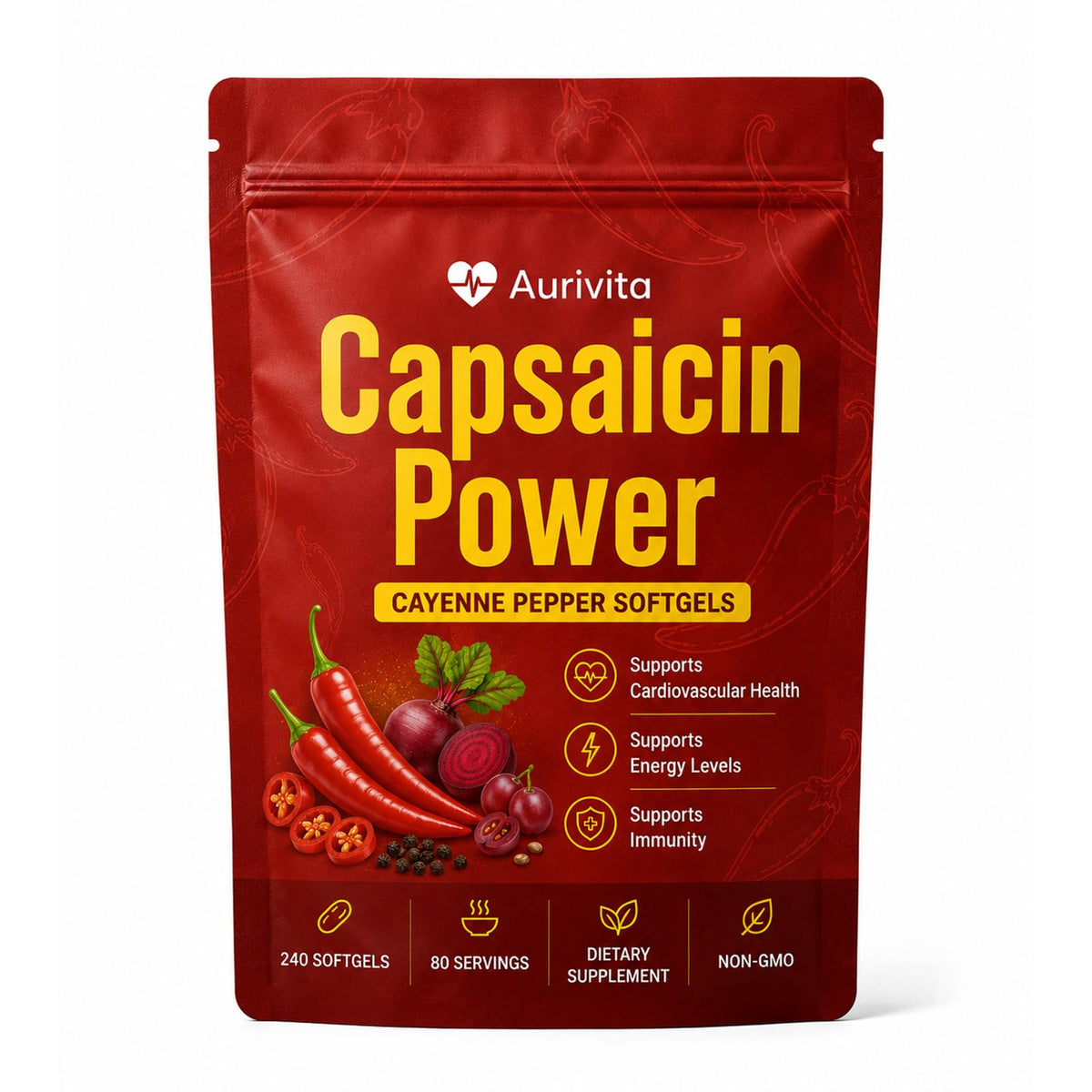 PRIMALHERBS Aurivita Capsaicin Power boîte de 240 gélules vue avant