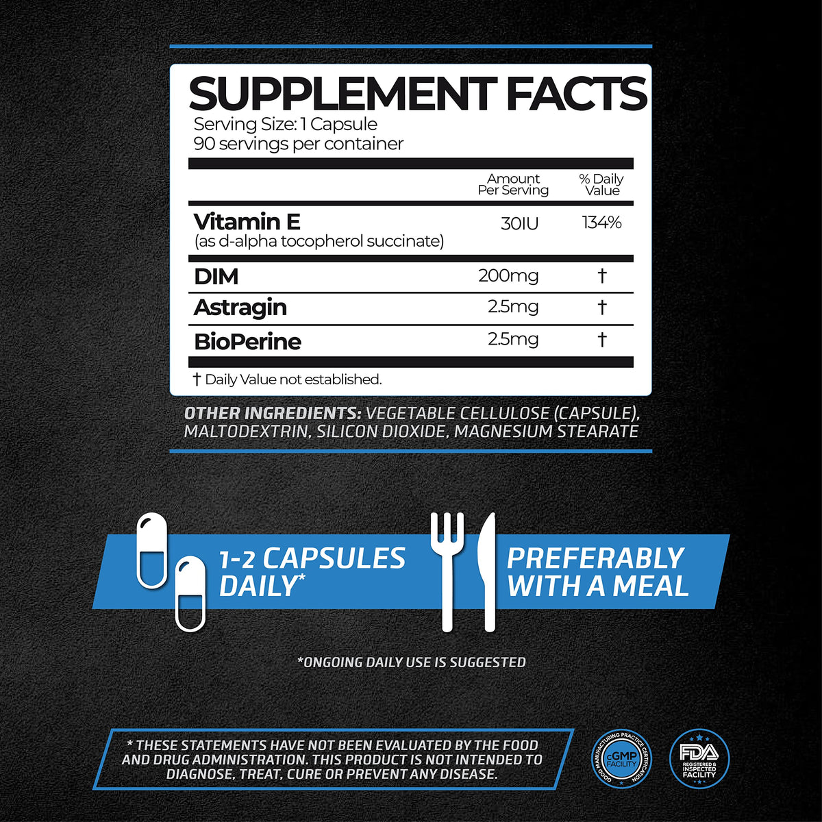 PrimeGENIX DIM 3X 200mg informations nutritionnelles sur l'emballage