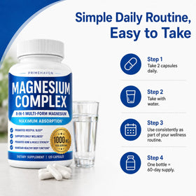 PRIMEHAVEN Complexe de Magnésium 1000mg, capsules dans un verre