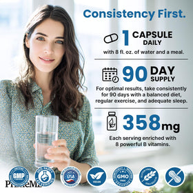 PrimeMD B Complexe Methylé 90 Capsules sur un plan de travail