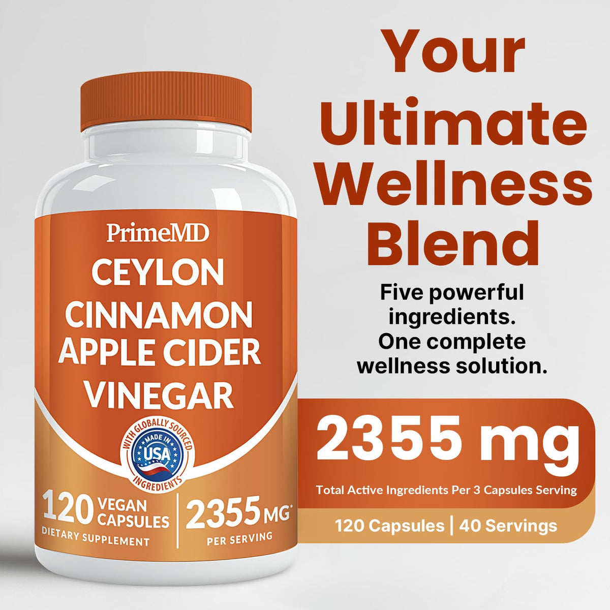PrimeMD Cannelle de Ceylan 2355mg 120 capsules avec étiquette