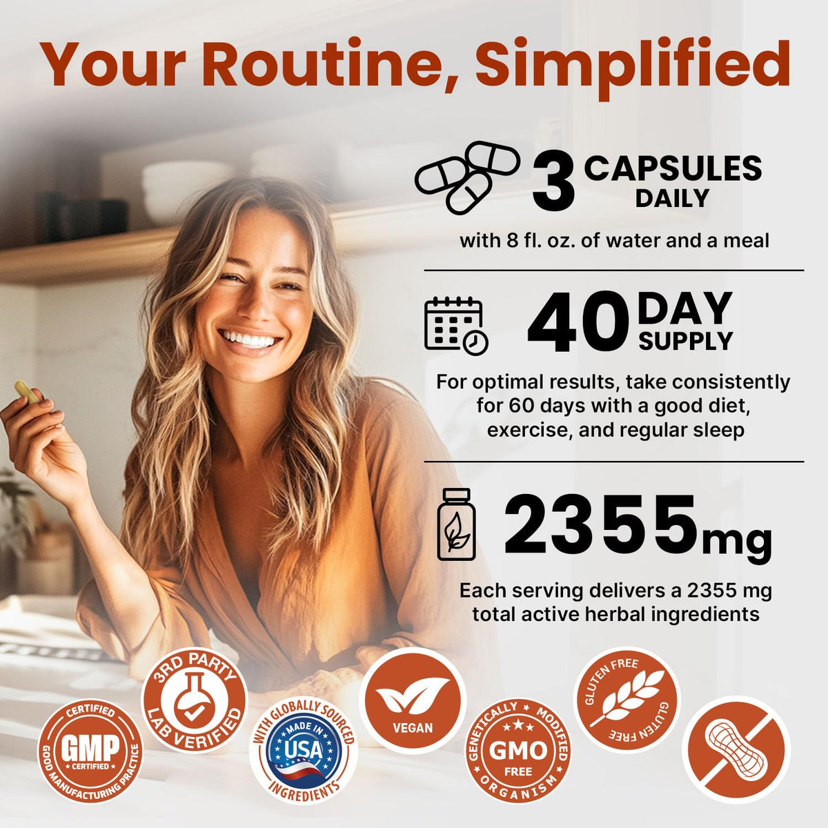 PrimeMD Cannelle de Ceylan 2355mg capsules à côté d'un verre d'eau