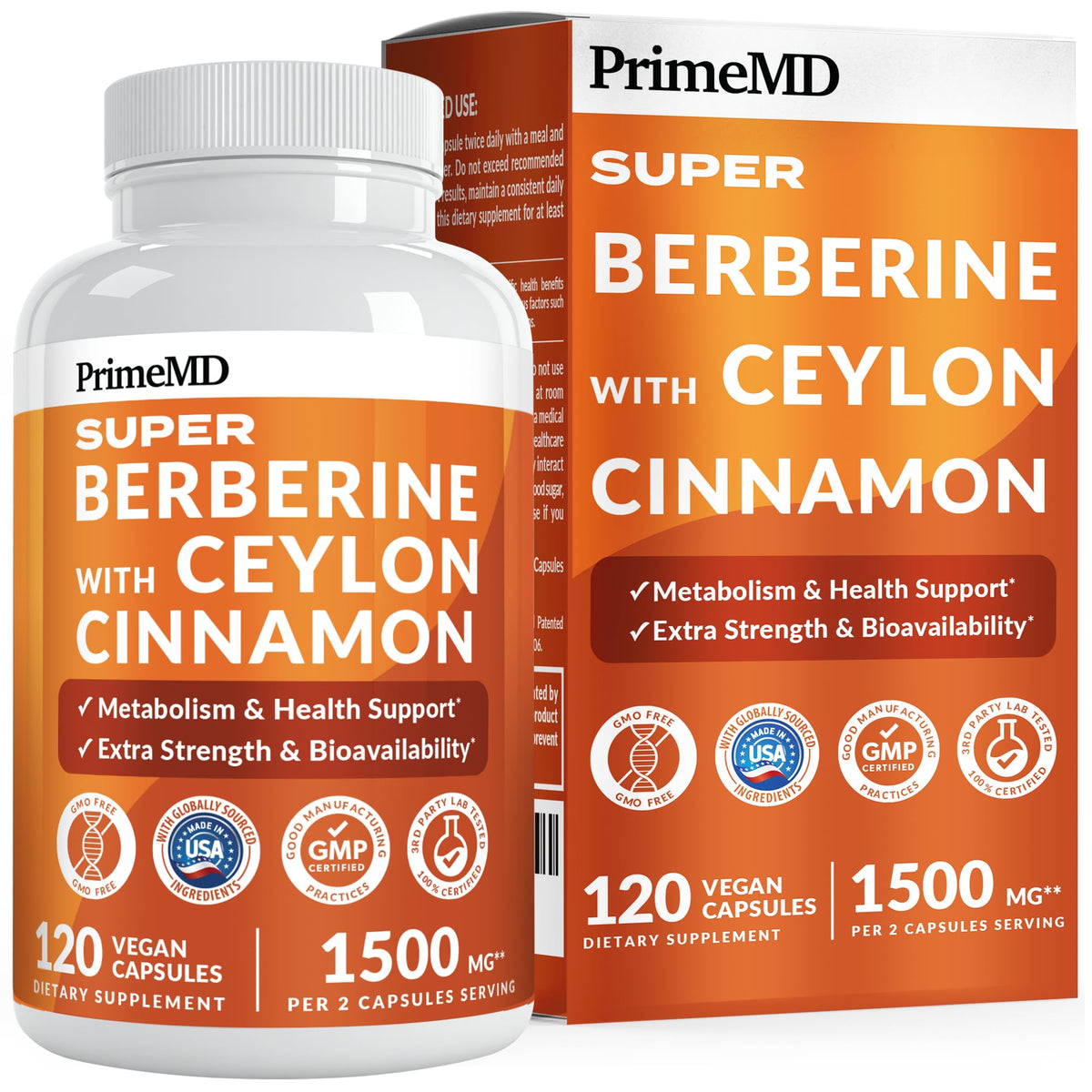 PrimeMD Complément Alimentaire Berbérine 1500 mg devant de l'emballage