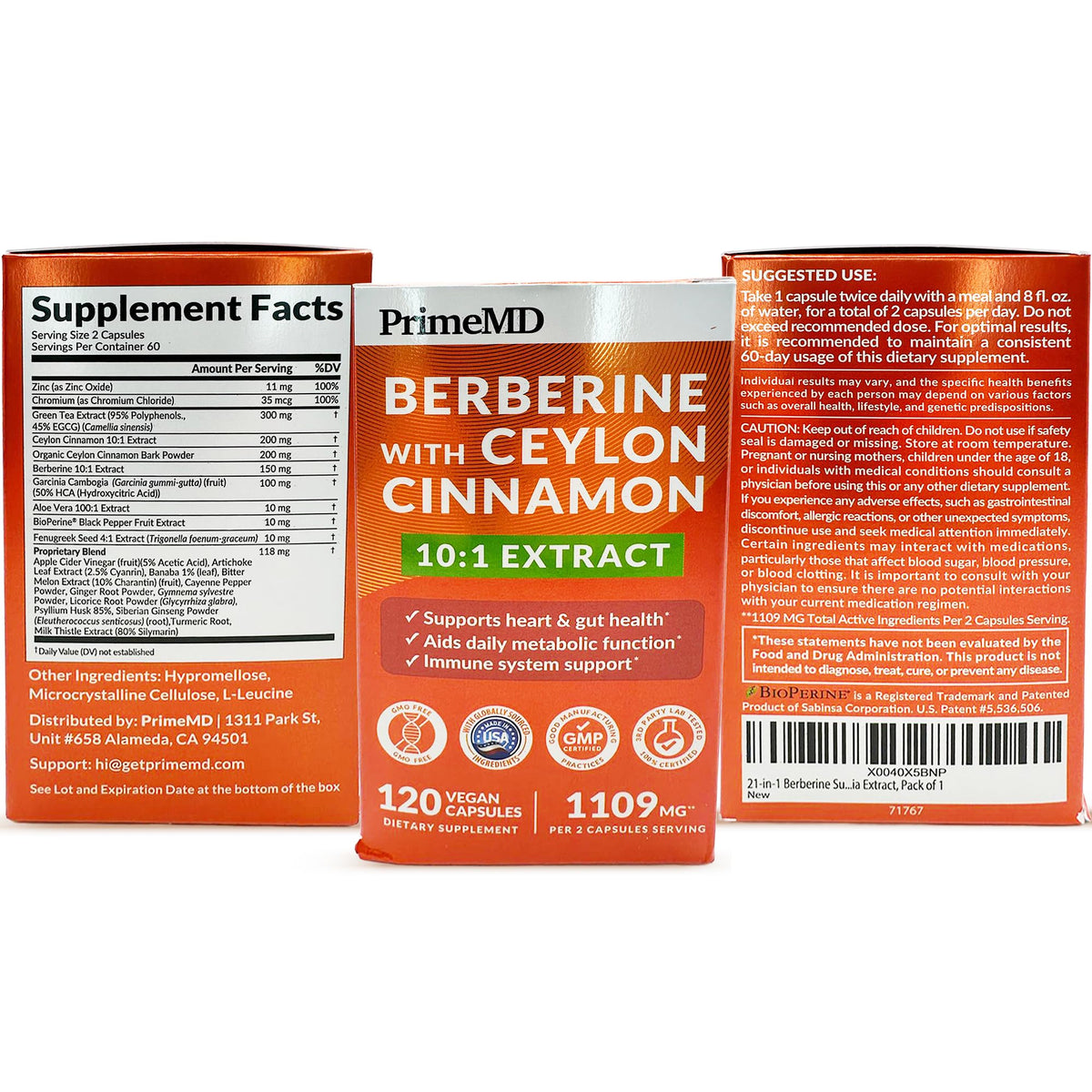 PrimeMD Complément Alimentaire Berbérine et Cannelle de Ceylan avec un fond de cuisine