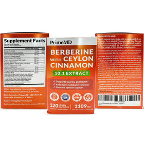 PrimeMD Complément Alimentaire Berbérine et Cannelle de Ceylan avec un fond de cuisine