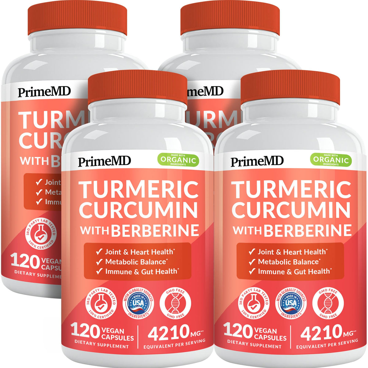 PrimeMD Complément Alimentaire Curcuma 4210mg avec Berbérine et Cannelle de Ceylan, emballage avant