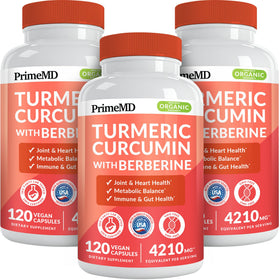 PrimeMD Complément Alimentaire Curcuma 4210mg avec Berbérine et Gingembre - vue de face