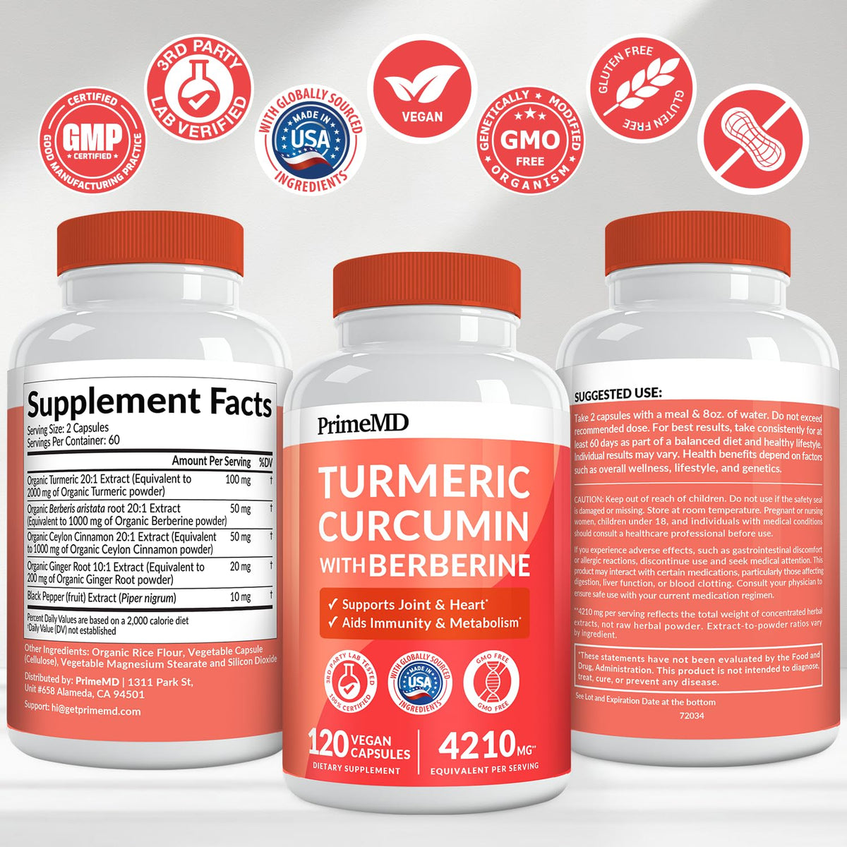 PrimeMD Complément Alimentaire Curcuma 4210mg, mise en scène avec des épices