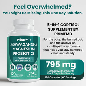 PrimeMD Complément Cortisol 120ct capsules sur une table