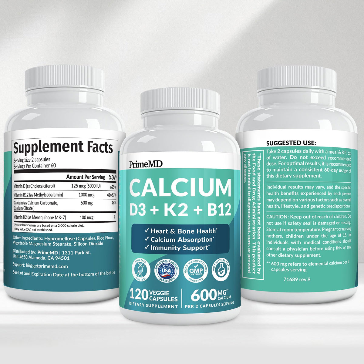 PrimeMD Compléments Alimentaires Calcium 4-en-1 capsules dans une main