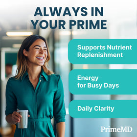PrimeMD Compléments Alimentaires Calcium 600mg D3 K2 360 Capsules - à côté d'un verre d'eau