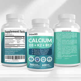 PrimeMD Compléments Alimentaires Calcium 600mg D3 K2 360 Capsules - capsules individuelles