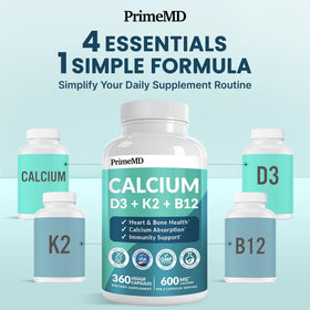 PrimeMD Compléments Alimentaires Calcium 600mg D3 K2 360 Capsules - étiquette