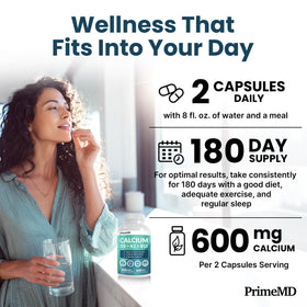 PrimeMD Compléments Alimentaires Calcium 600mg D3 K2 360 Capsules - vue de la boîte