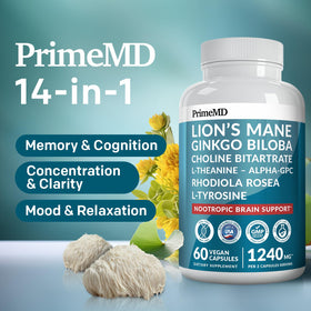 PrimeMD Compléments Lion's Mane 14-en-1 capsules emballage