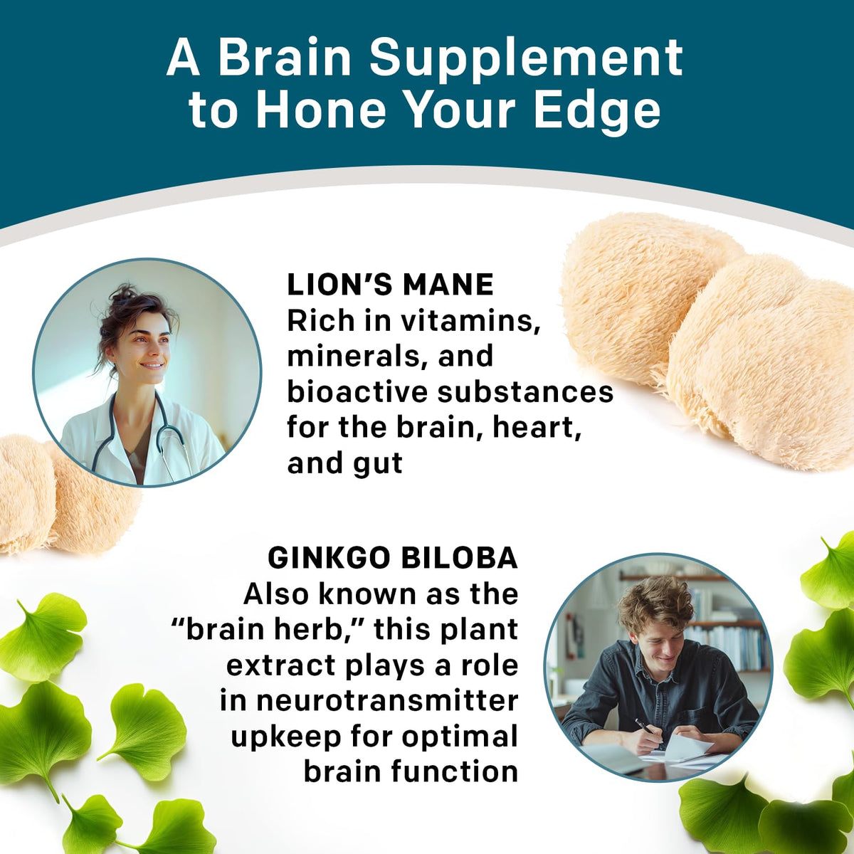 PrimeMD Compléments Lion's Mane 14-en-1 capsules positionnées sur une table