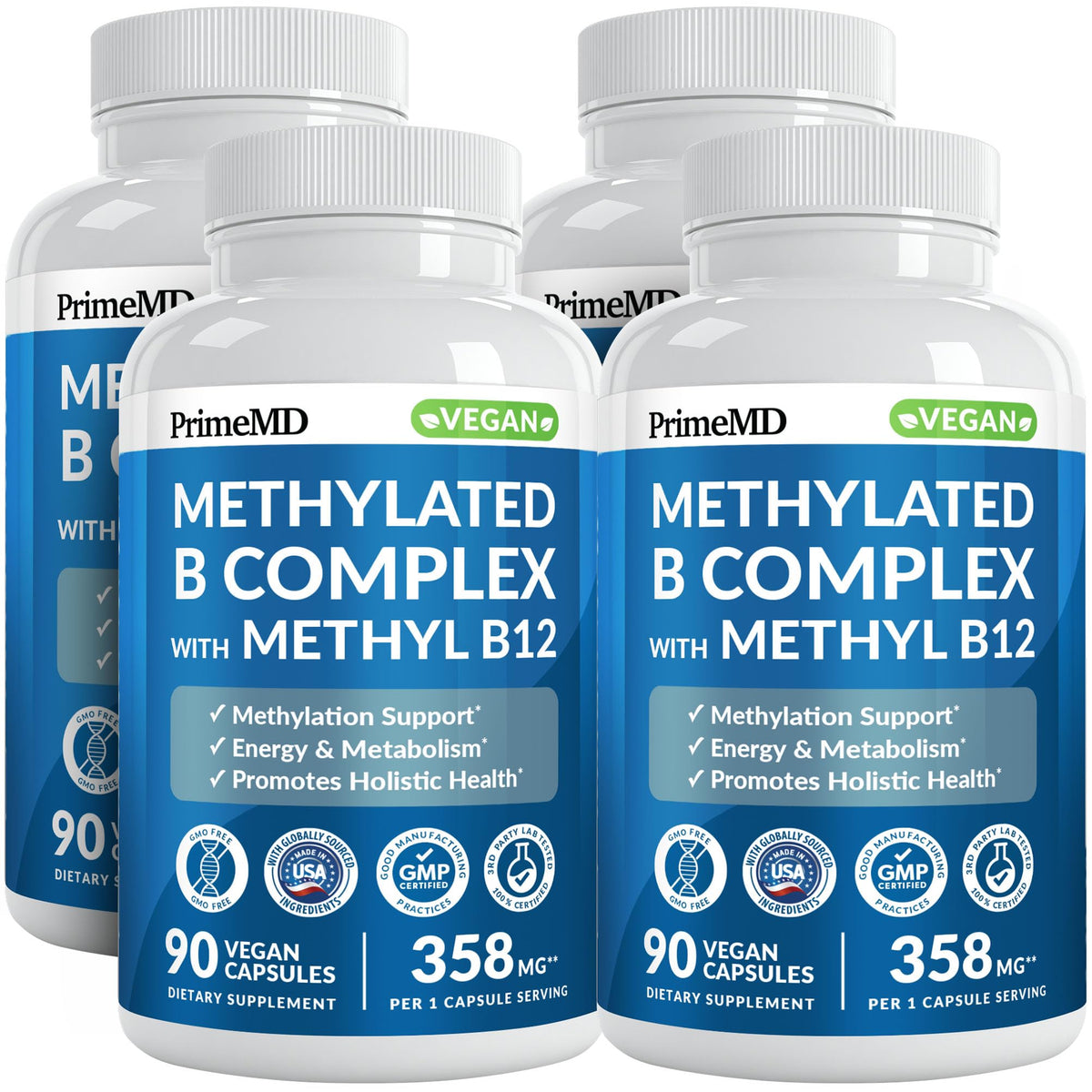 PrimeMD Complexe B Méthylé 90 capsules, vue de face