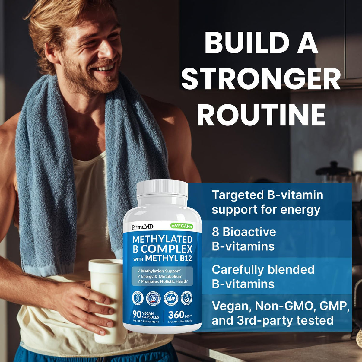 PrimeMD complexe de vitamines B méthylé capsules sur fond blanc