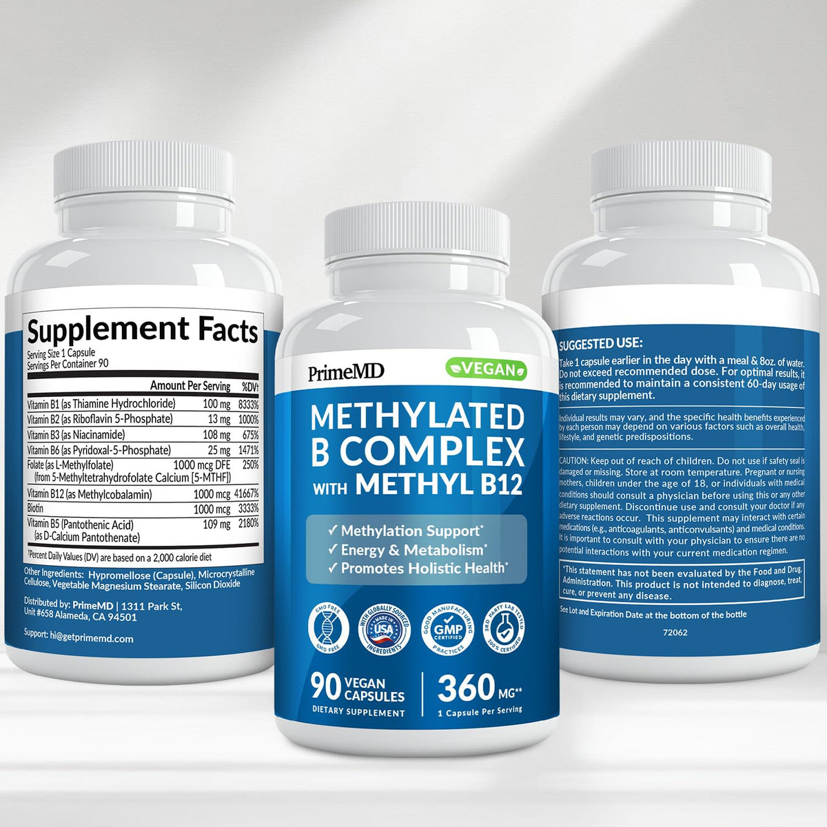 PrimeMD complexe de vitamines B méthylé étiquette détaillée