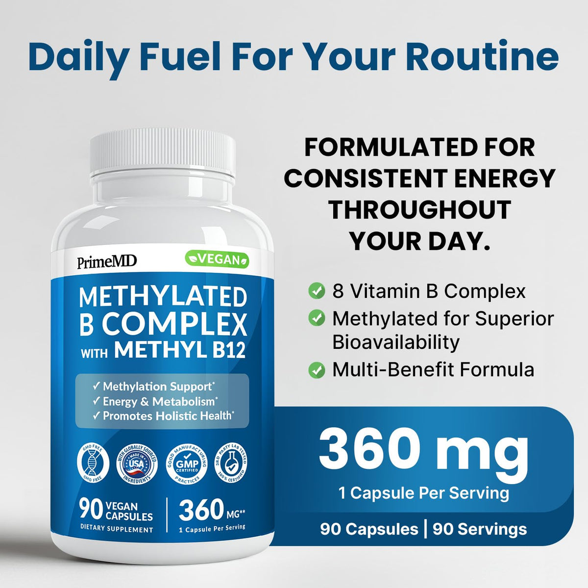 PrimeMD complexe de vitamines B méthylé flacon avec capsules